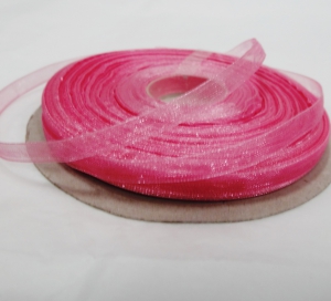 Лента органза 0,8 см цв.розовый ( в рулоне 46 метра)