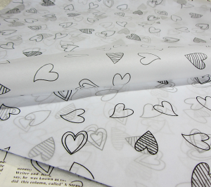 Бумага тишью с принтом в сердечки (белый,50*70см,минимальный заказ от28 листов)